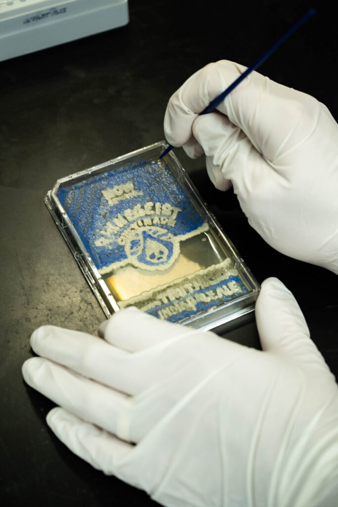 Yeast grown in lab to look like a truth poster