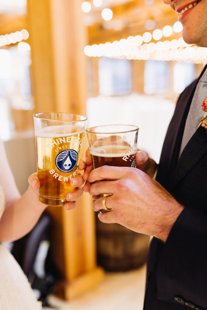 wedding photo rhinegeist pint glasses 