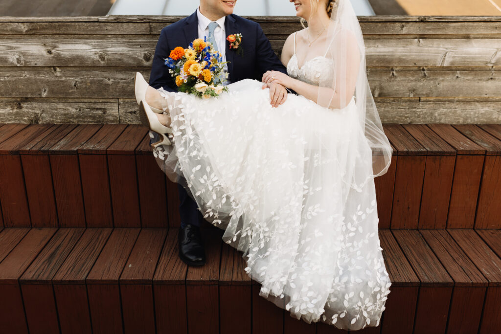 wedding photos taken at rhinegeist brewery rooftop