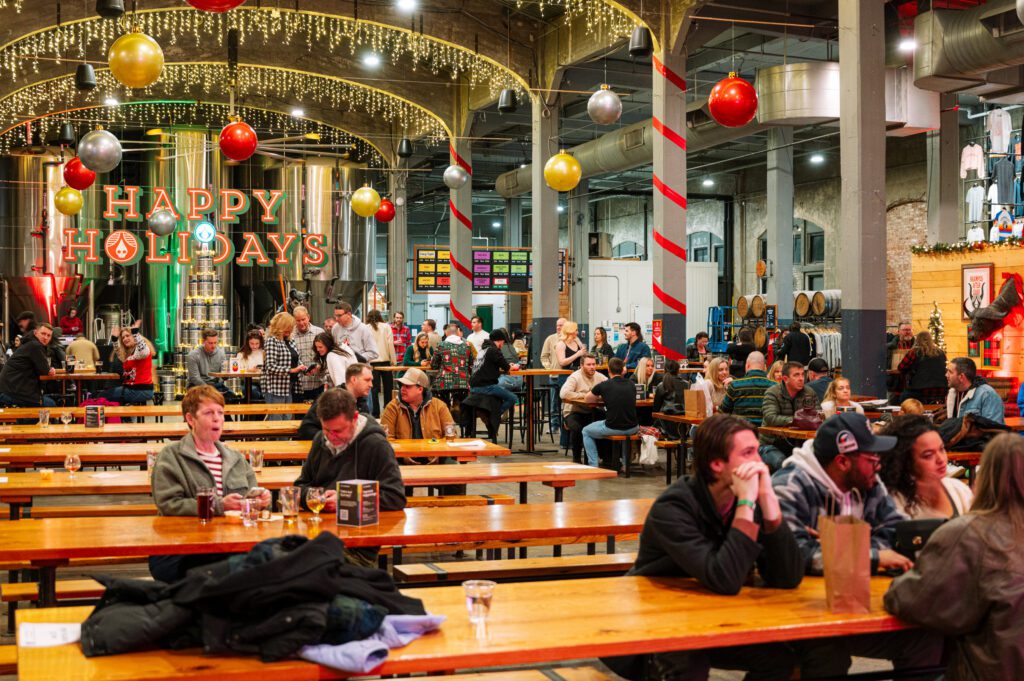 holiday party in the Rhinegeist taproom