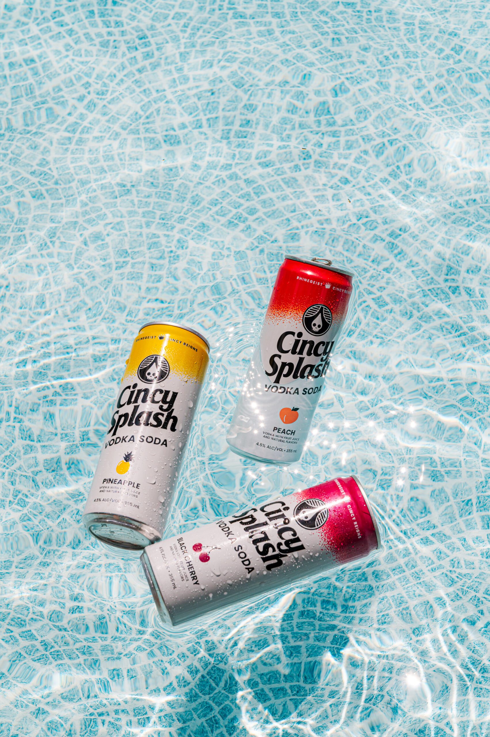 Cincy splash cans in a pool