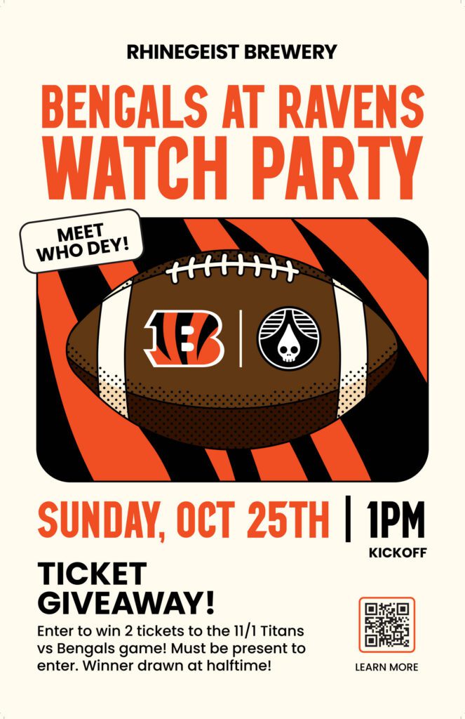 Bengals watch party at rhinegeist flyer