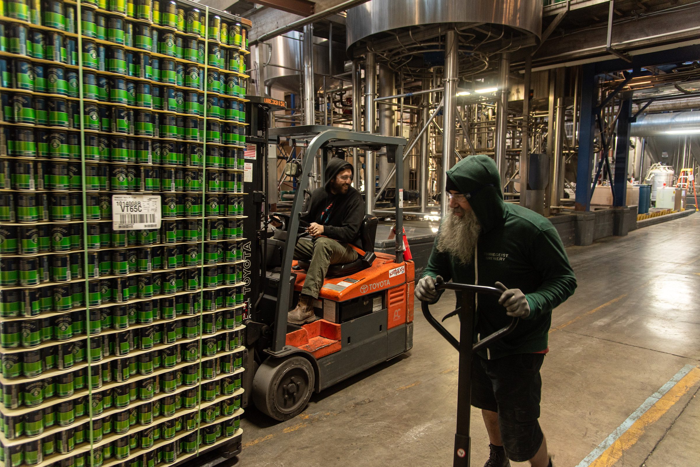 workers in the distribution warehouse